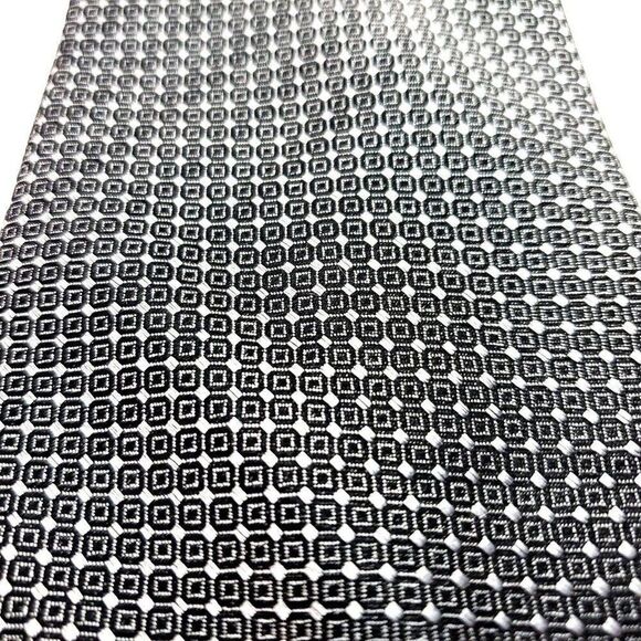 Merona Silk Tie Woven Black White Geometric - Picture 2 of 6